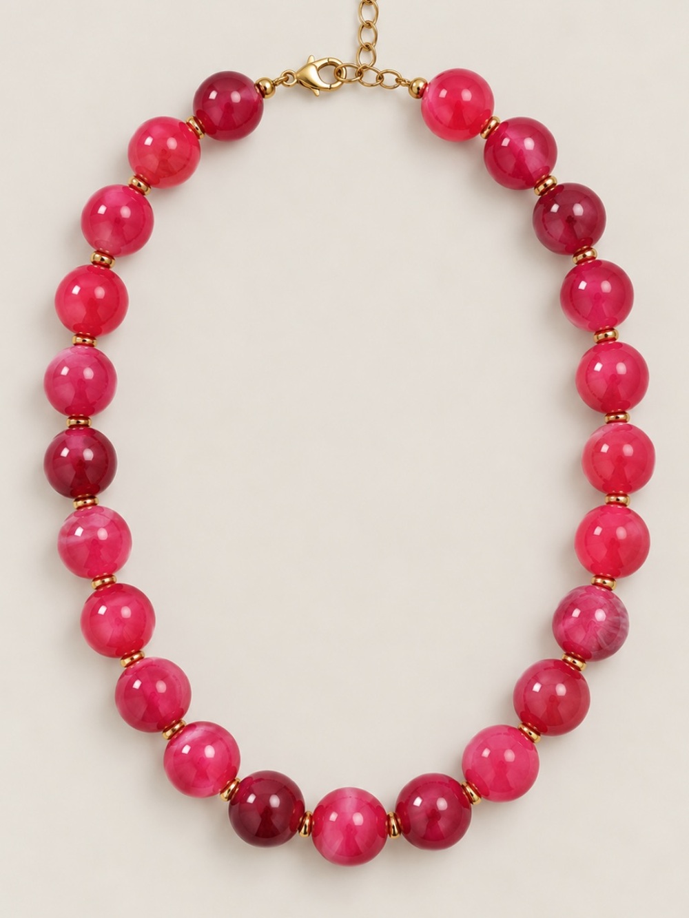 New! Pink Marbled Beaded Statement Necklace NWOT